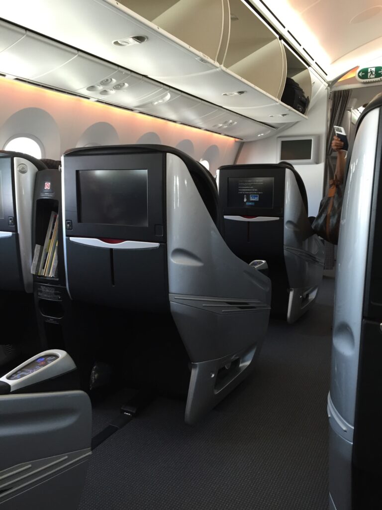jal 787 seat and lights