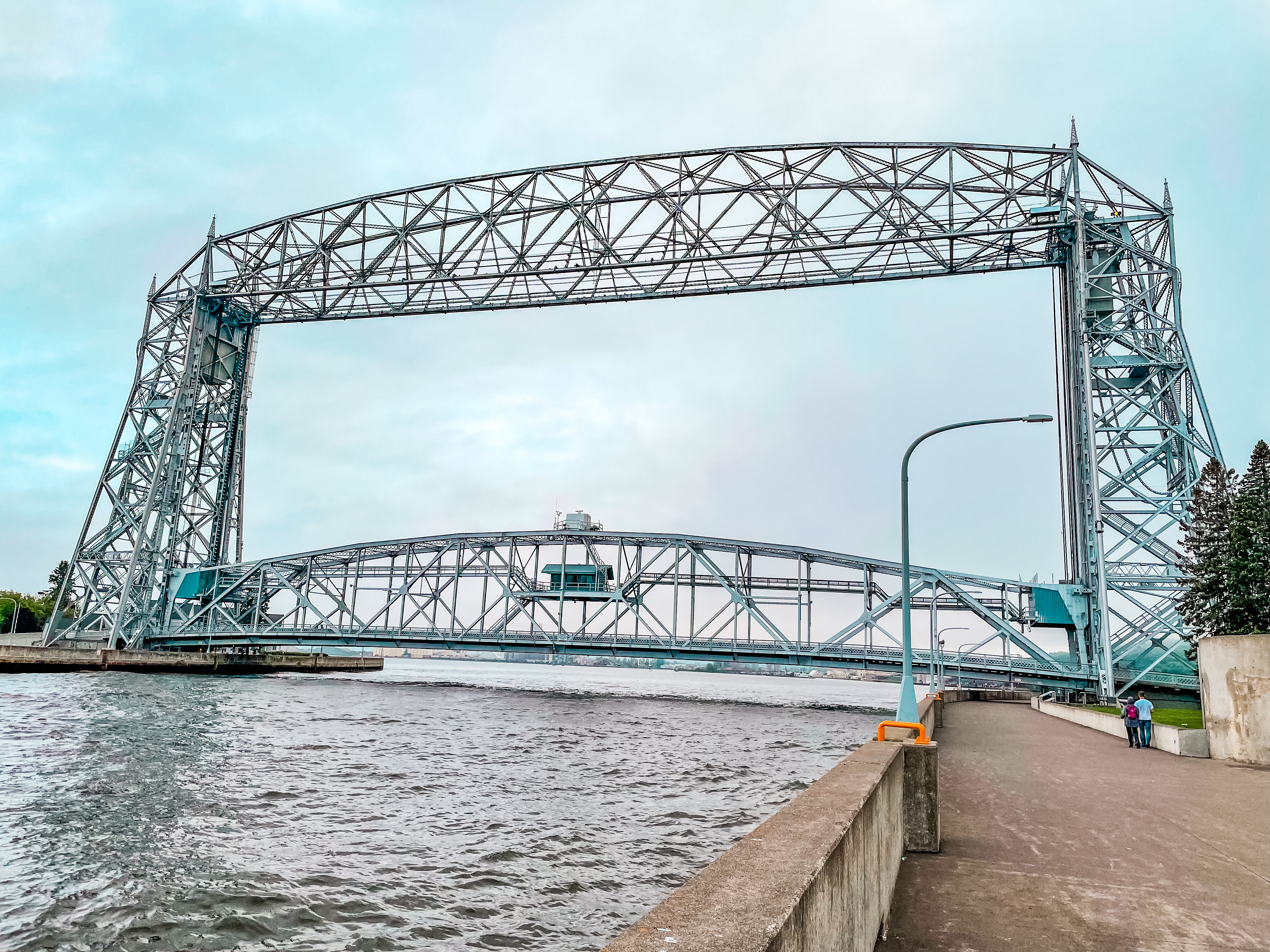 Aerial Lift Bridge over water with a bridge over it