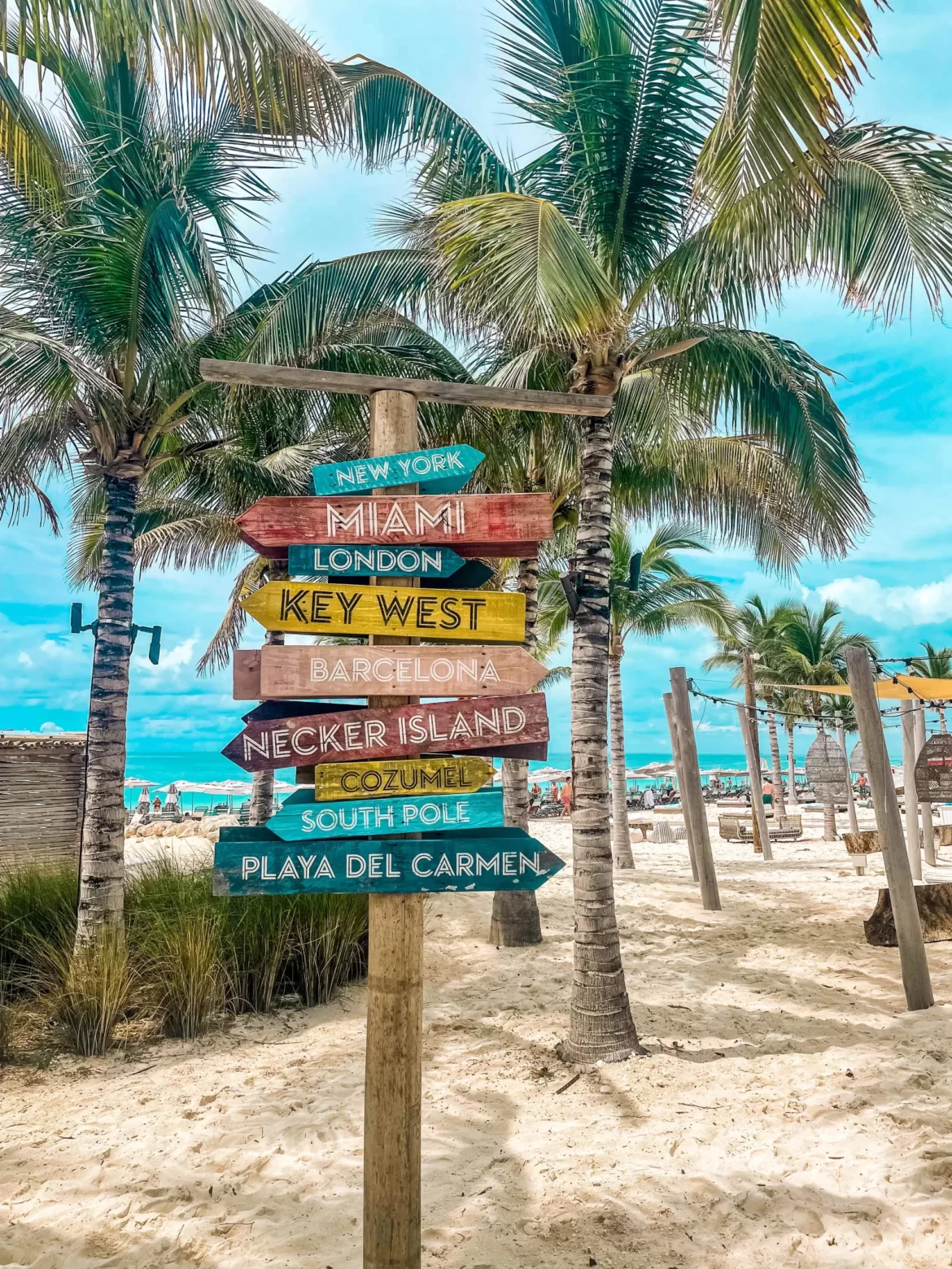 Scarlet Lady – Bimini Beach Club Distance Sign Virgin Voyages Scarlet Lady Destinations Sign