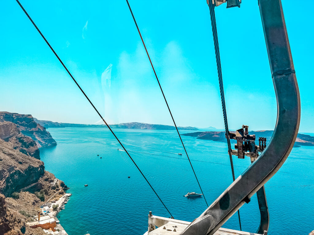 Cable car view in Santorini