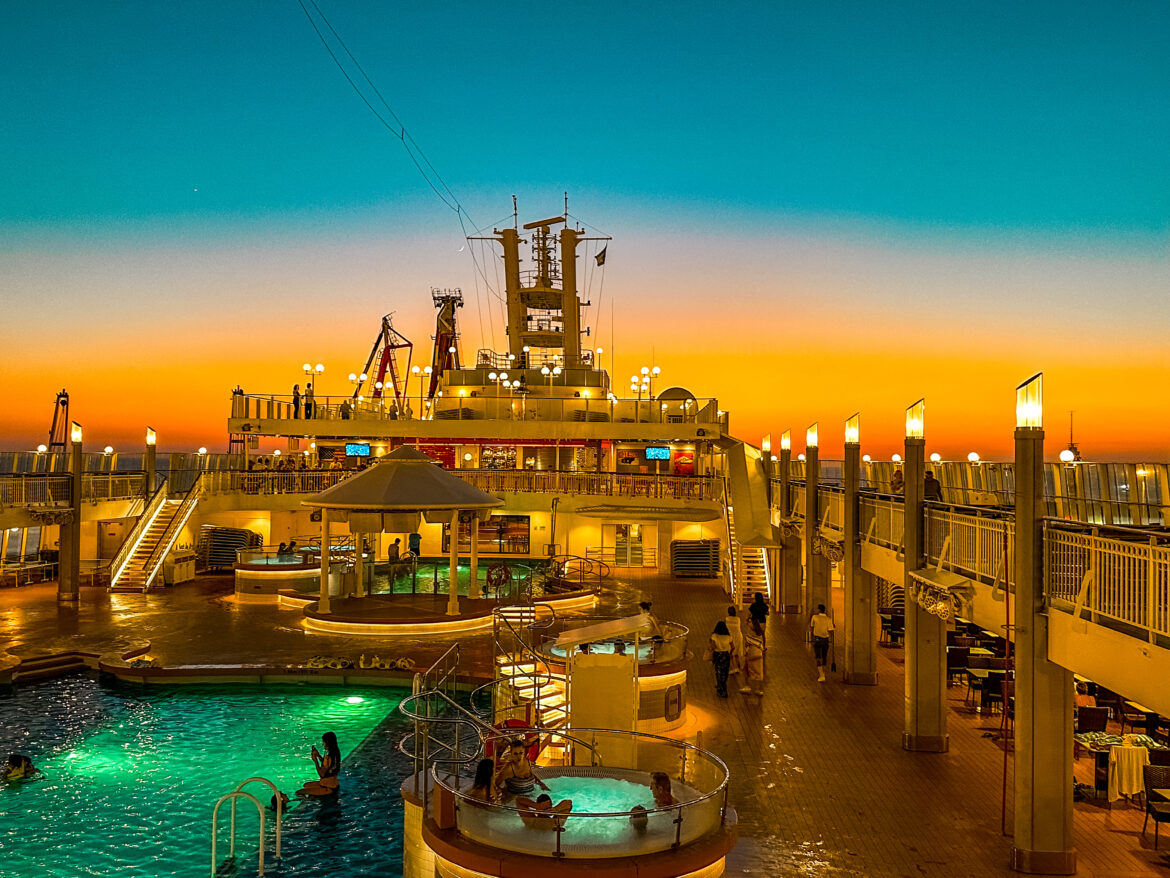 Norwegian Jade pool view glow Pool view with a glow on Norwegian Jade