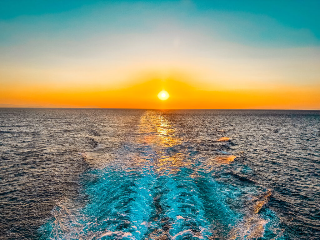 Sunset at sea from the aft