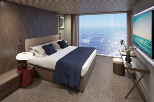 Haven three floor suite bedroom view on Norwegian Aqua
