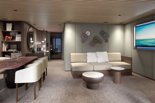Living Room in the three story suite on Norwegian Aqua