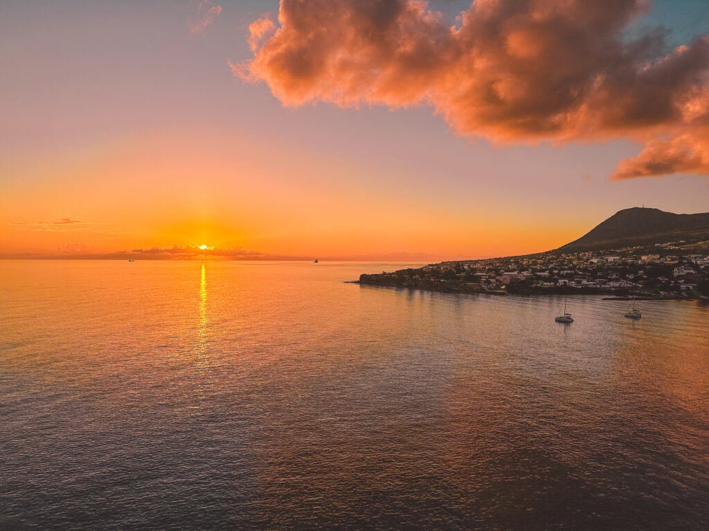 Sailaway at sunset in St. Kitts