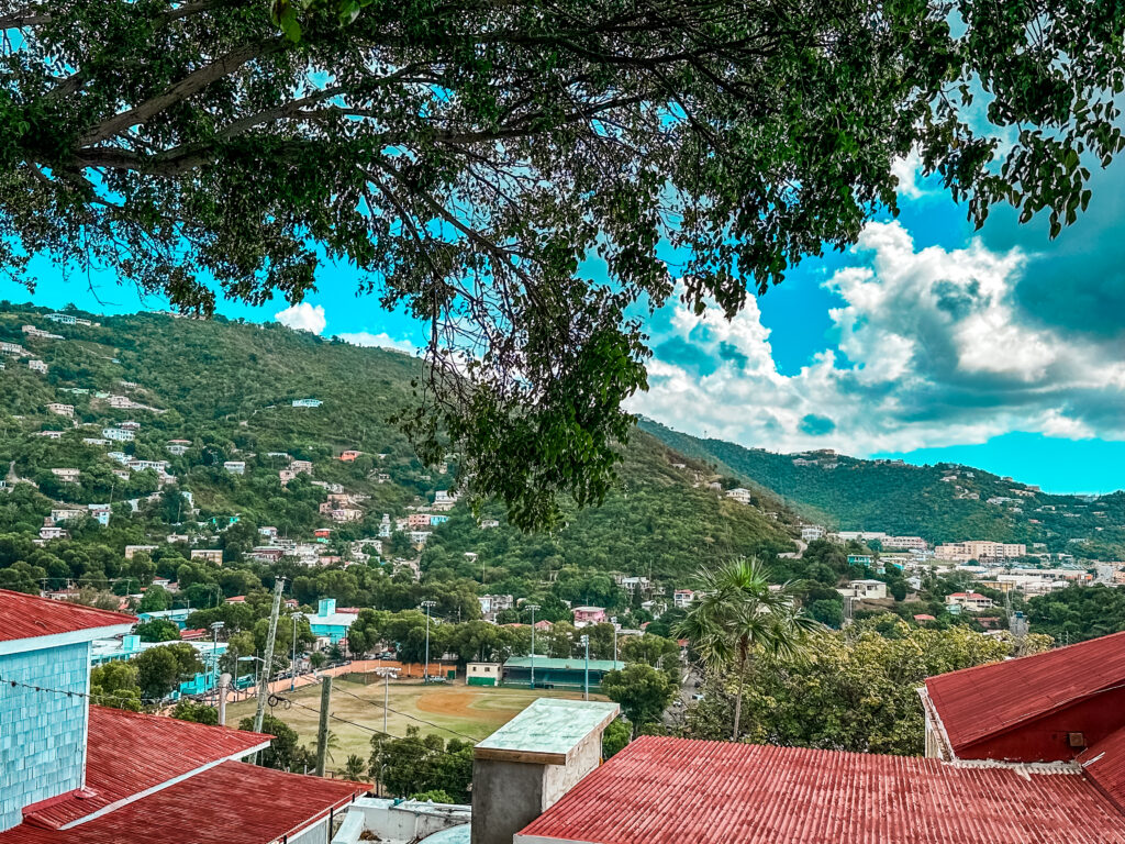 A view from the top of the steps in St. Thomas