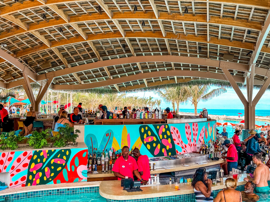 Swim up bar at Hideaway Beach at Perfect Day at Coco Cay