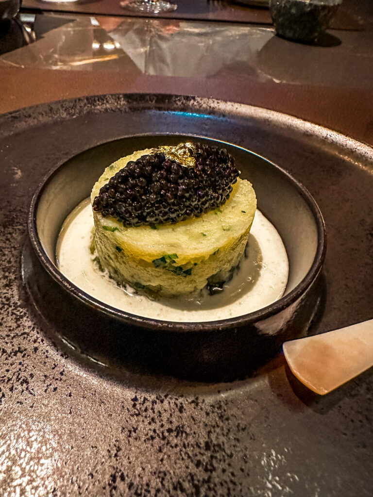 Caviar over potatoes at Marble and Company