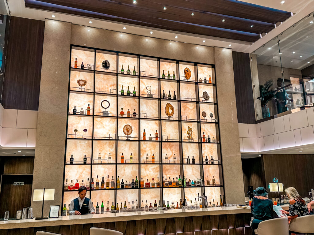 The lobby centerpiece bar on Explora Journeys