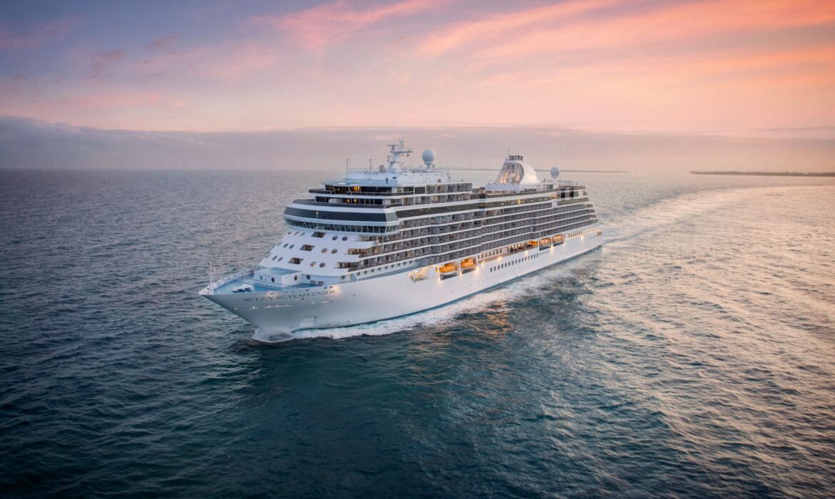 SPL Ship Aerial Sunset V1 Regent Seven Seas World Cruise 2027