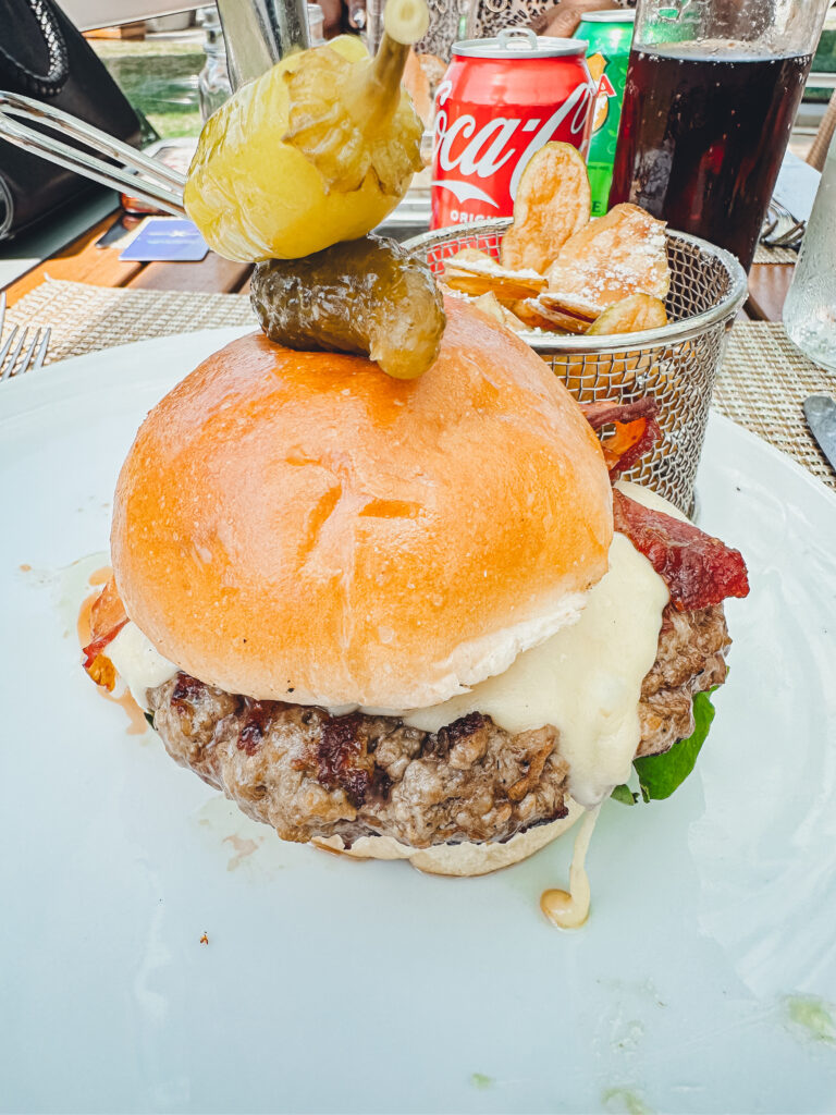 Burger at lunch at Lawn Club Grill