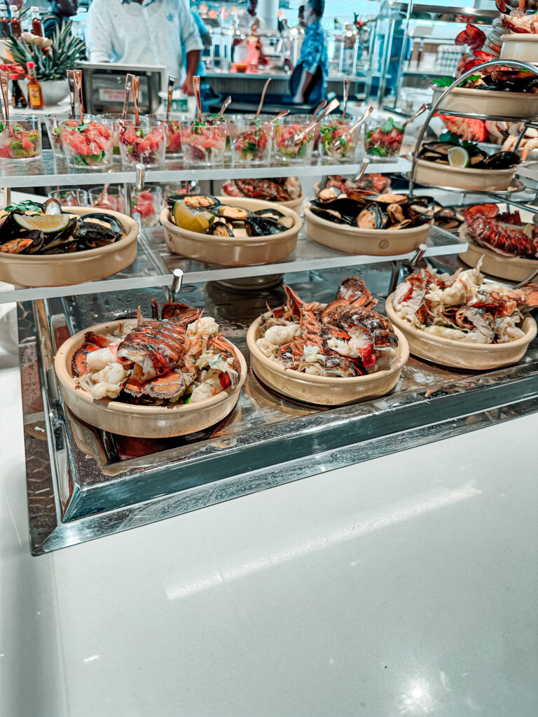 Lobster at the Windjammer Buffet for embarkation lunch