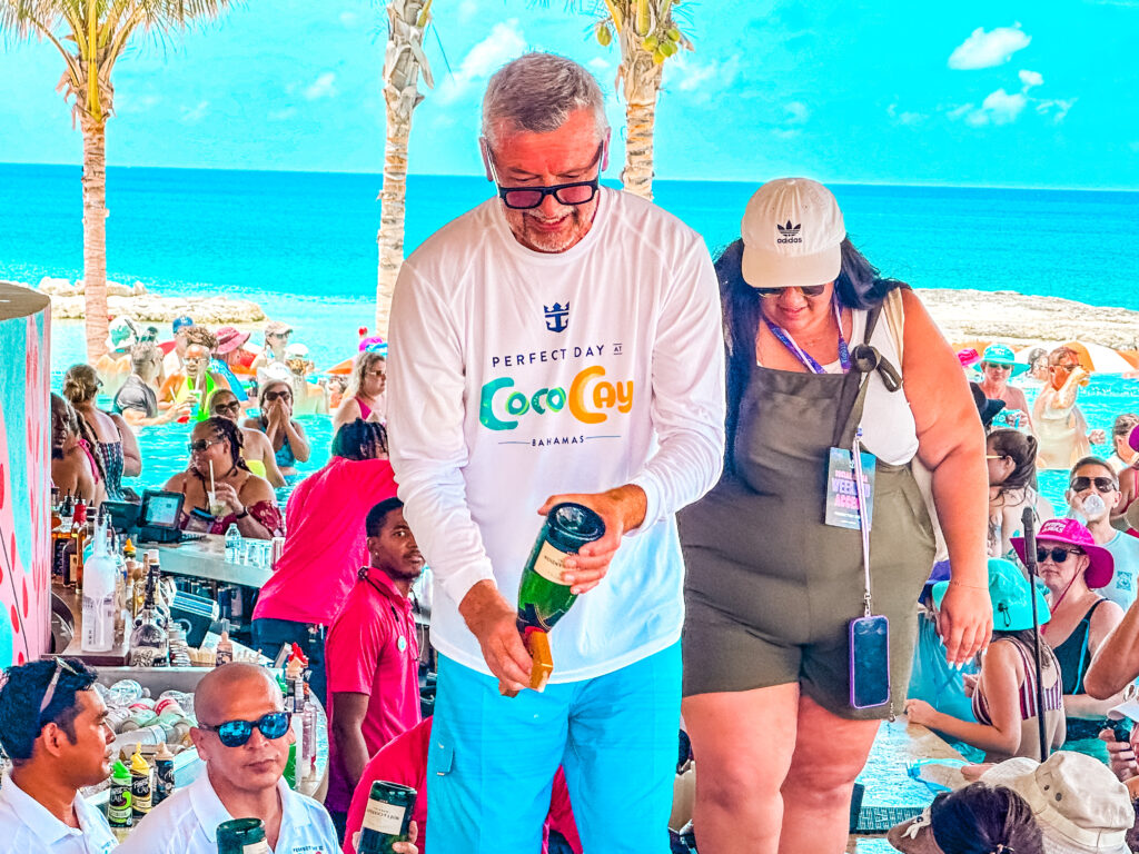 Royal Caribbean President offering Champagne Showers